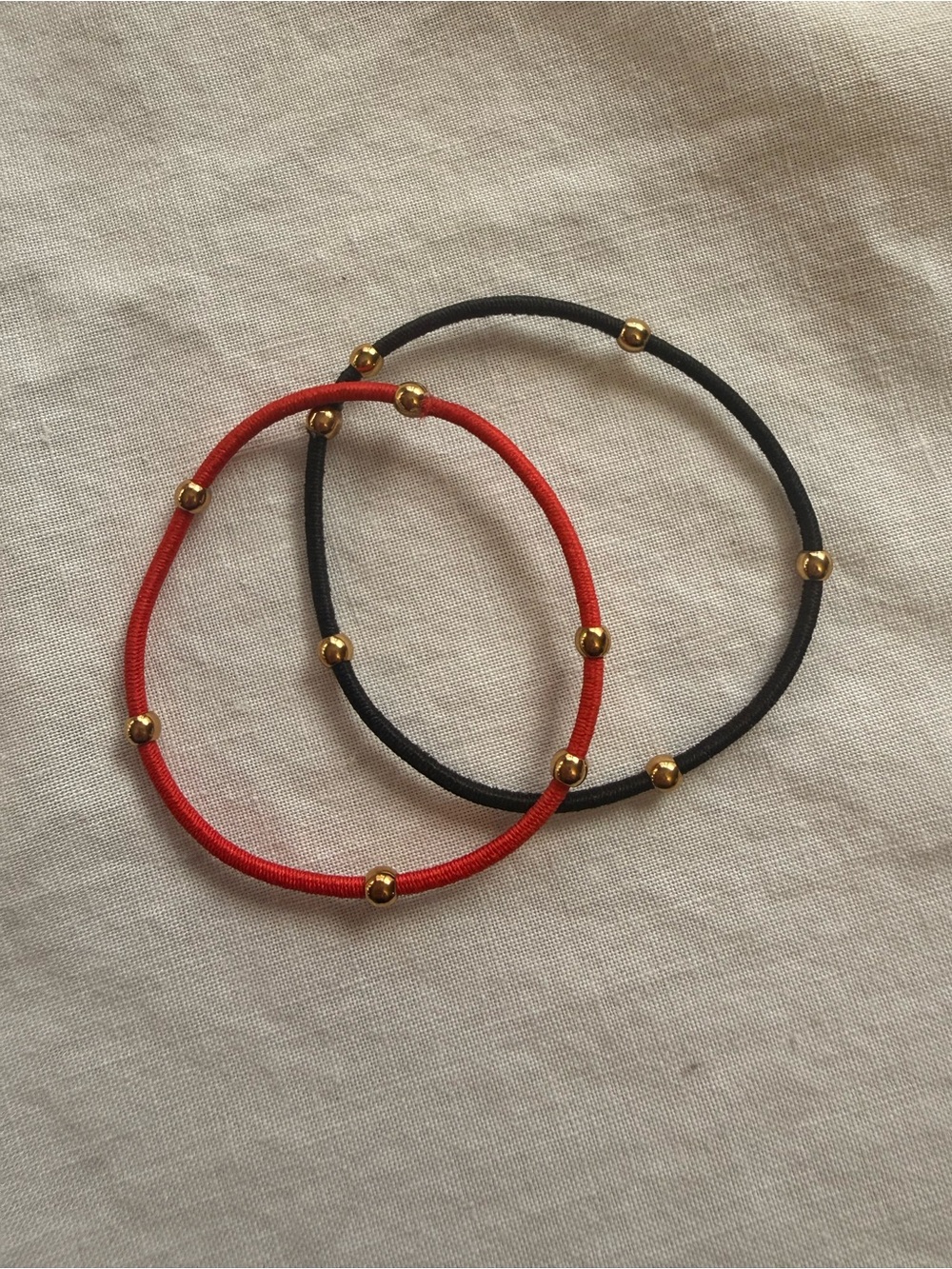 Elegant Red and Black Bead Stretch Bracelets/Hair Ties like ENewton